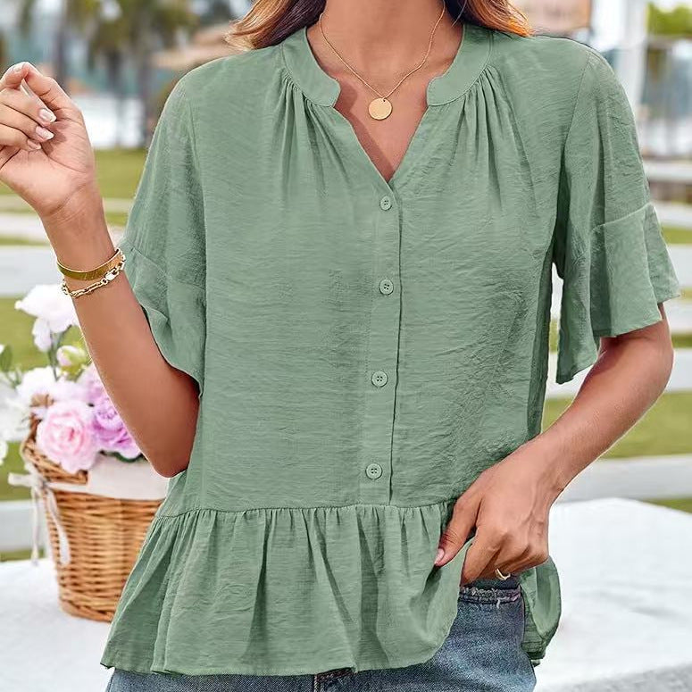 Damblus med volangdetalj och halv-långa ärmar Eva Jonsson-Eva Jonsson