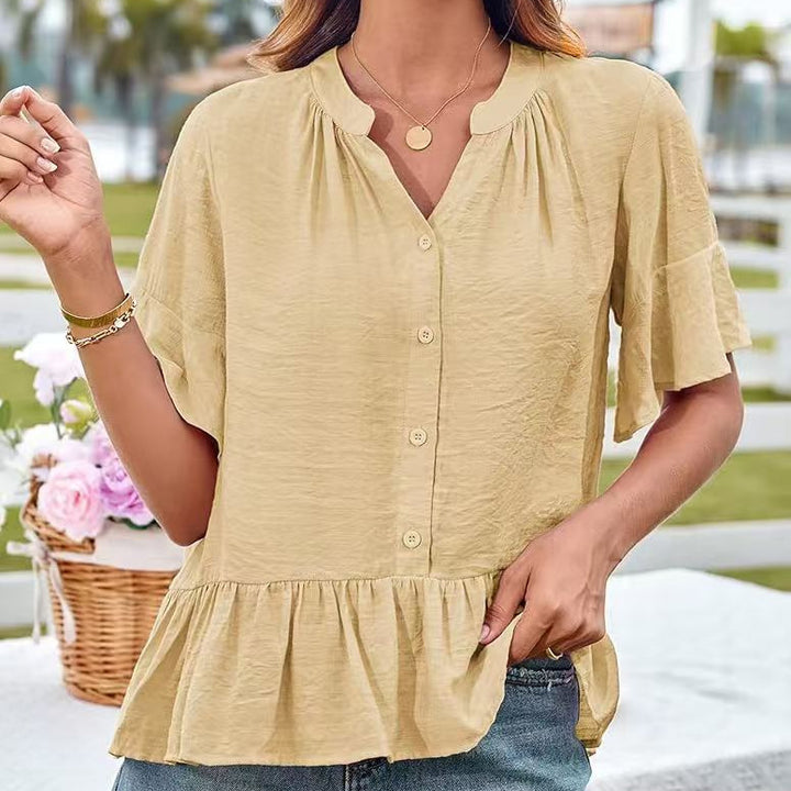 Damblus med volangdetalj och halv-långa ärmar Eva Jonsson-Eva Jonsson