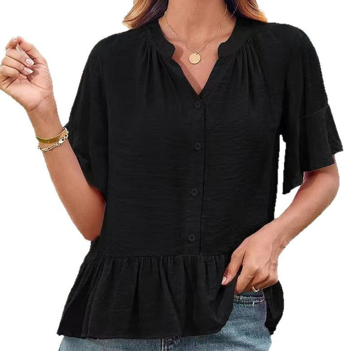 Damblus med volangdetalj och halv-långa ärmar Eva Jonsson-Eva Jonsson