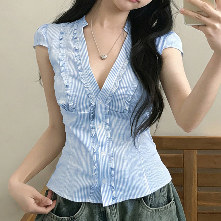 Damblusar top with ruffle details and fitted cut Mirla-Eva Jonsson