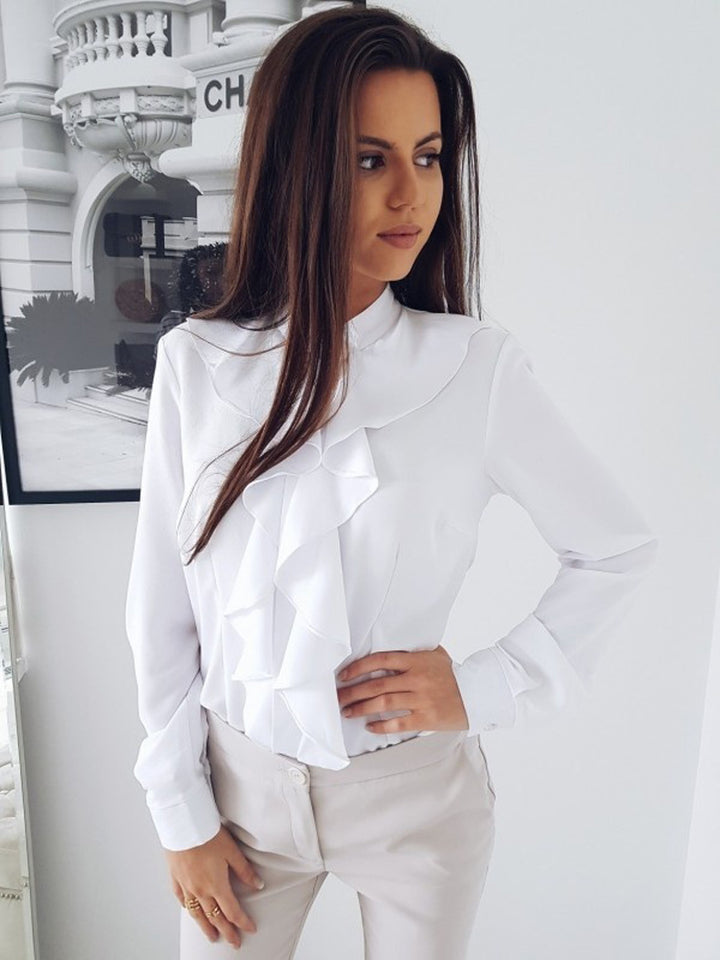 Damblusenshirt med detaljerad volangdesign och knapplist Eva Jonsson-Eva Jonsson