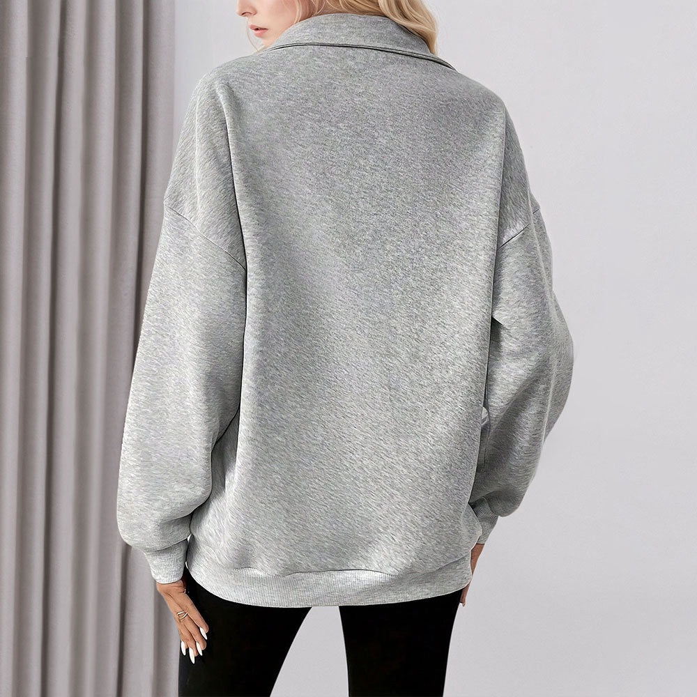 Damcasual sweatshirt med halv dragkedja och praktiska fickor Mirla-Eva Jonsson