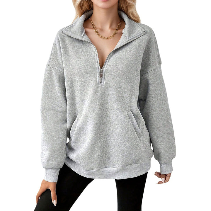 Damcasual sweatshirt med halv dragkedja och praktiska fickor Mirla-Eva Jonsson