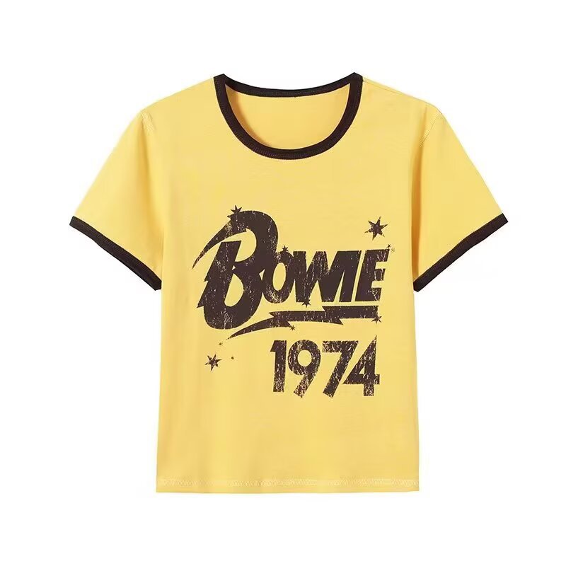 Damd Vintage T-shirt med rund halsringning och iögonfallande grafisk tryck Mirla-Eva Jonsson