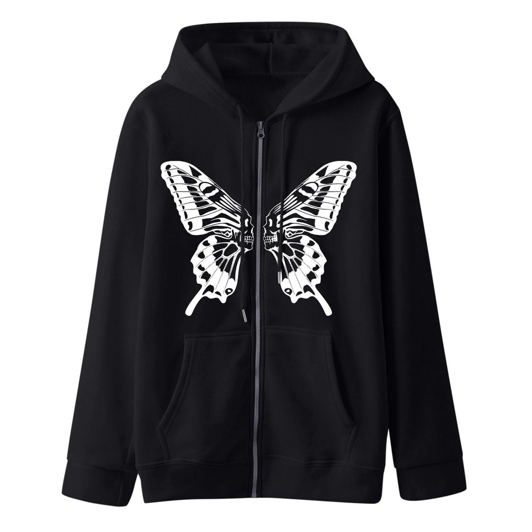 Damd hoodie sweatshirt jacka med unik fjärilsprint Mirla-Eva Jonsson