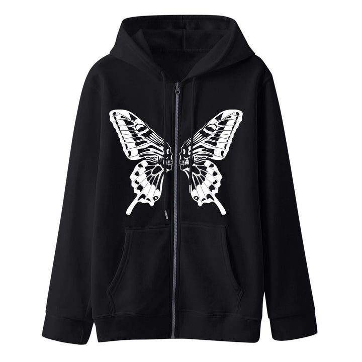 Damd hoodie sweatshirt jacka med unik fjärilsprint Mirla-Eva Jonsson