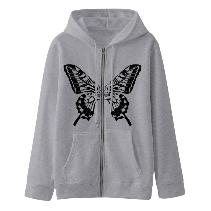 Damd hoodie sweatshirt jacka med unik fjärilsprint Mirla-Eva Jonsson