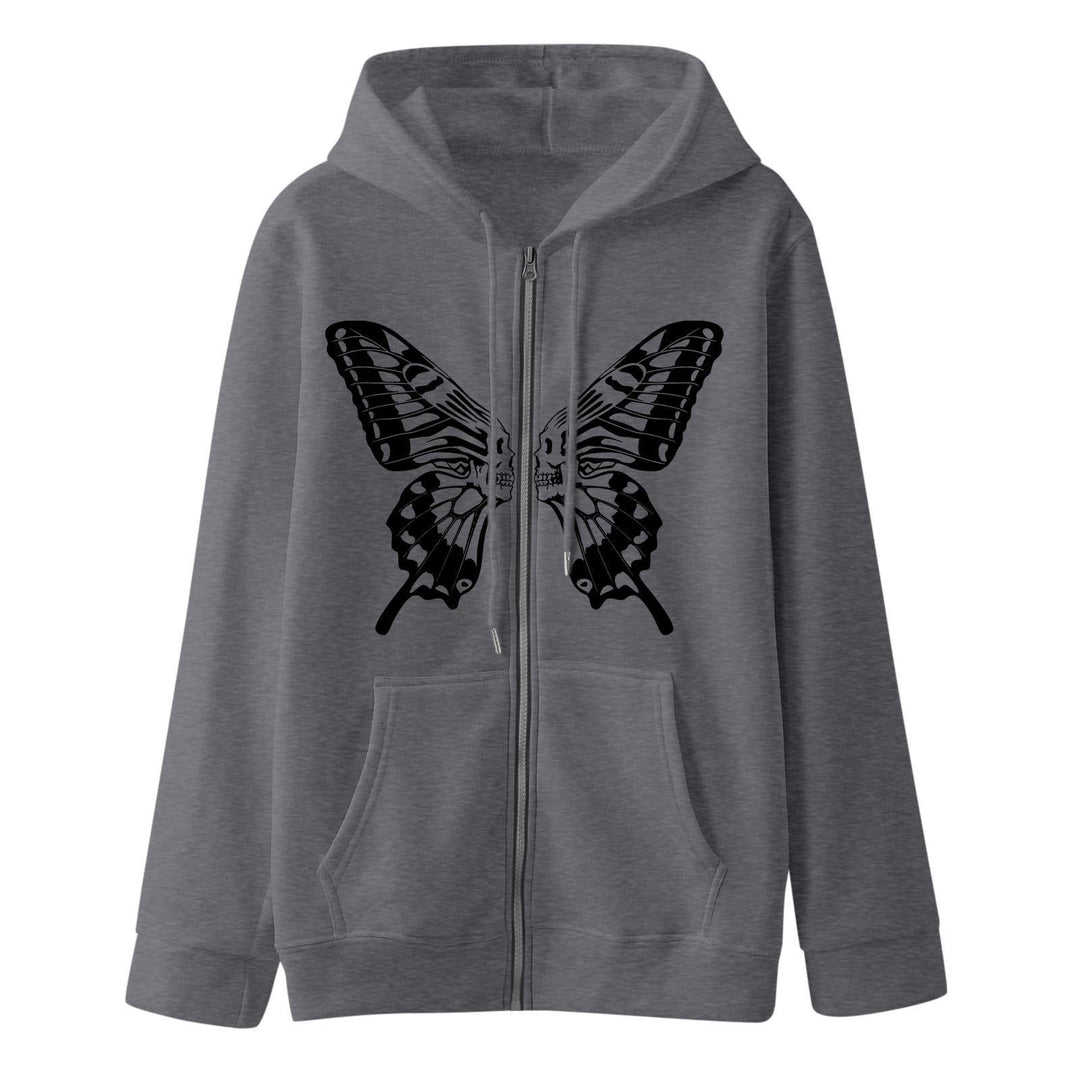 Damd hoodie sweatshirt jacka med unik fjärilsprint Mirla-Eva Jonsson