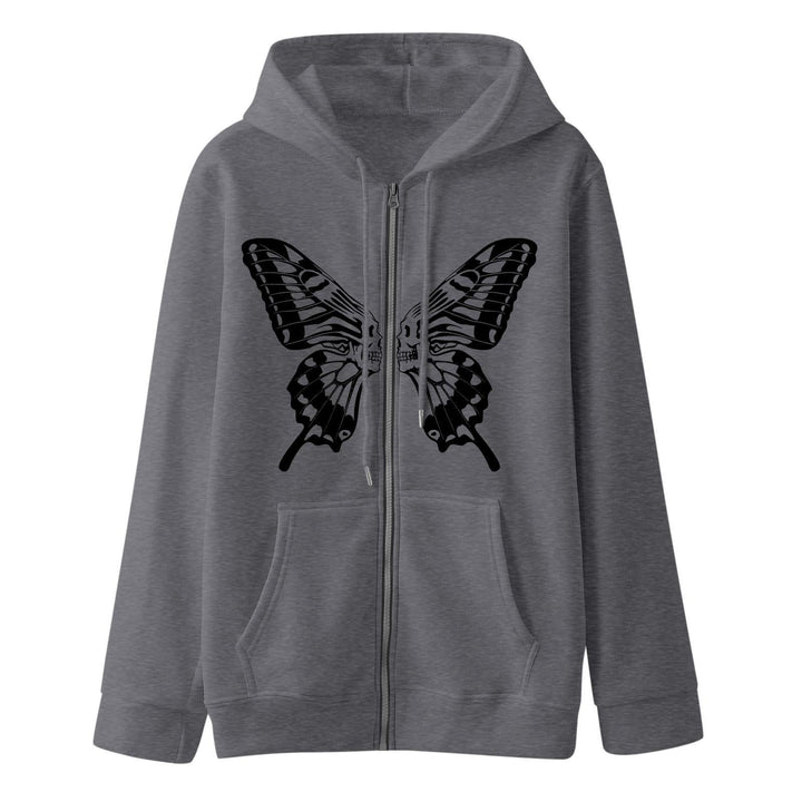 Damd hoodie sweatshirt jacka med unik fjärilsprint Mirla-Eva Jonsson