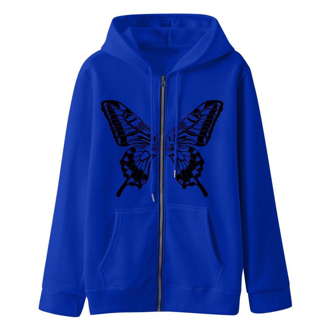 Damd hoodie sweatshirt jacka med unik fjärilsprint Mirla-Eva Jonsson