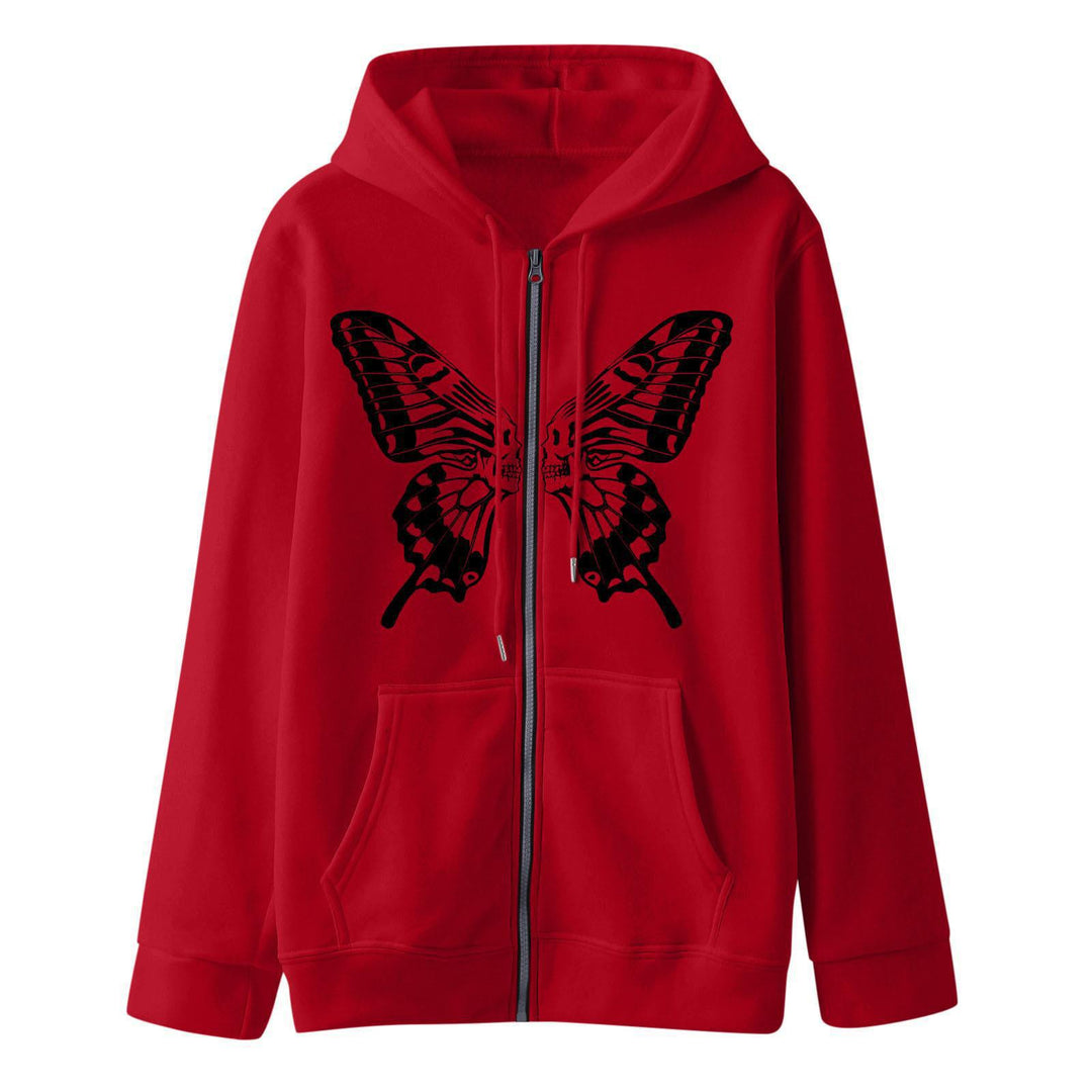 Damd hoodie sweatshirt jacka med unik fjärilsprint Mirla-Eva Jonsson