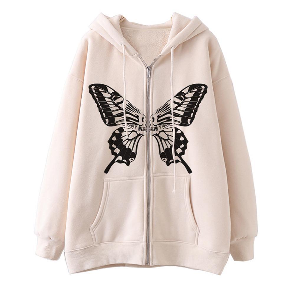 Damd hoodie sweatshirt jacka med unik fjärilsprint Mirla-Eva Jonsson