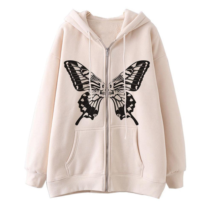Damd hoodie sweatshirt jacka med unik fjärilsprint Mirla-Eva Jonsson