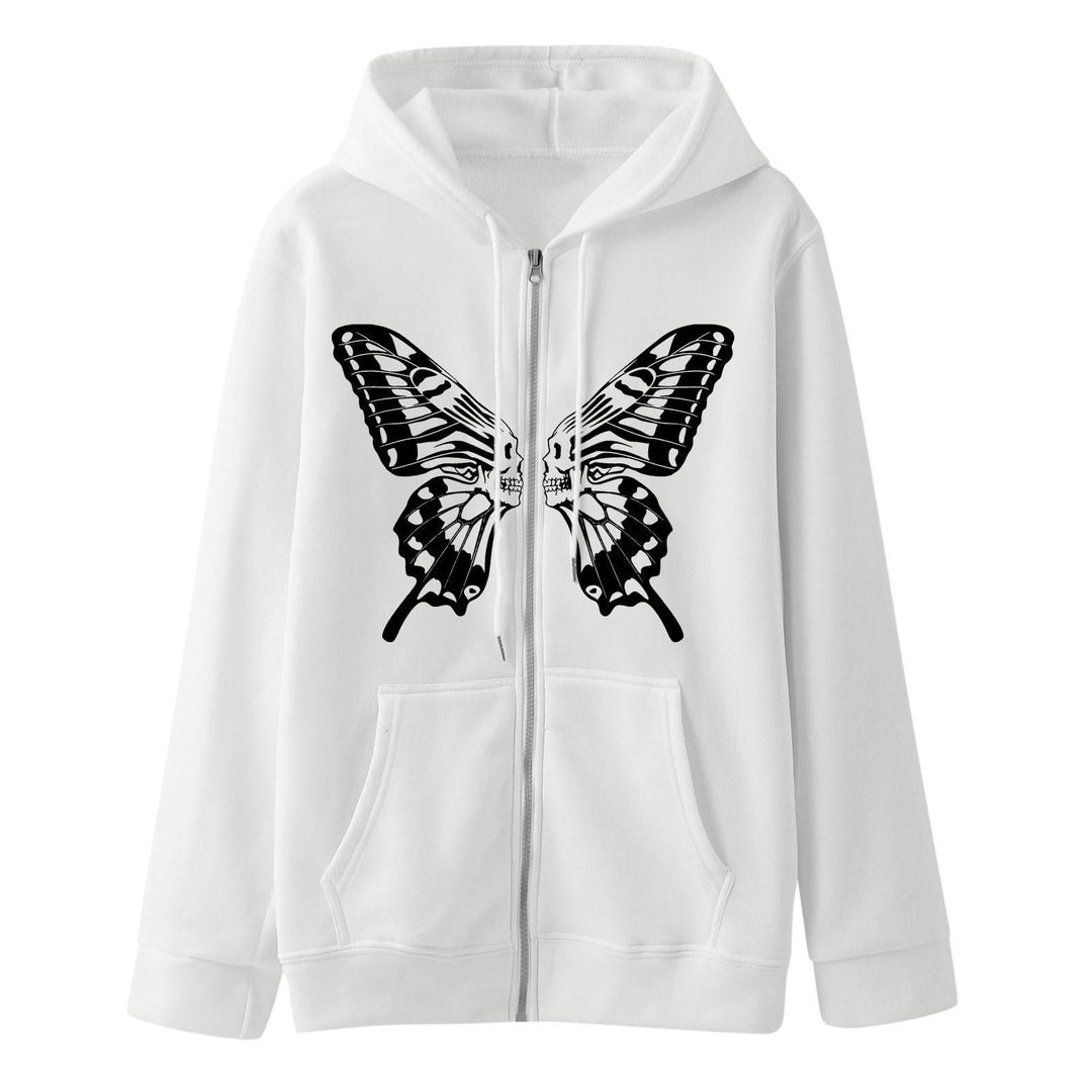 Damd hoodie sweatshirt jacka med unik fjärilsprint Mirla-Eva Jonsson