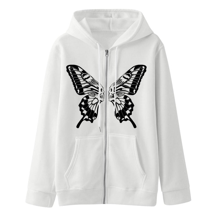 Damd hoodie sweatshirt jacka med unik fjärilsprint Mirla-Eva Jonsson