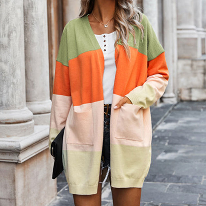 Damdcardigan med färgblockdesign och fickor Mirla-Eva Jonsson