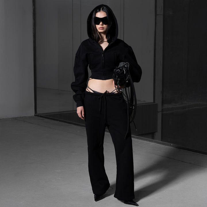 Damdens mode sweat-outfit med huva och konstpälsdetaljer Mirla-Eva Jonsson
