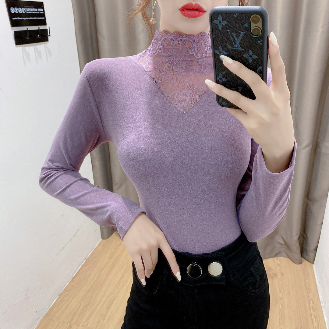 Damdskjorta med eleganta spetsdetaljer Mirla-Eva Jonsson