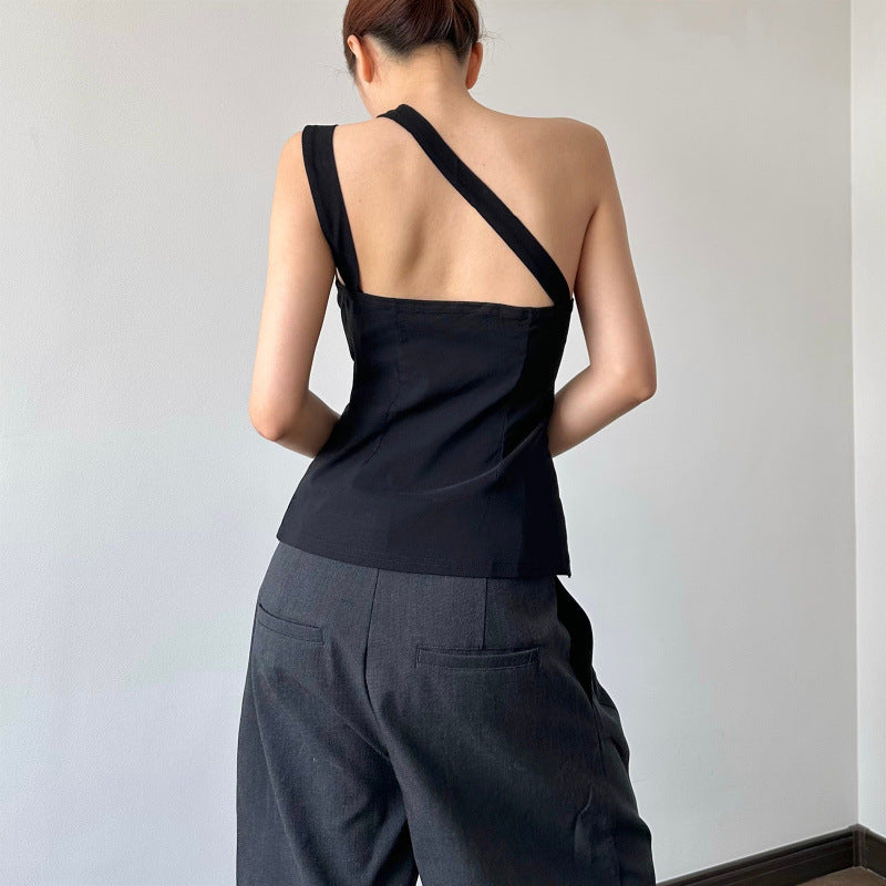 Dame Asymmetrisk Blusenshirt med knappdetaljer Mirla-Eva Jonsson
