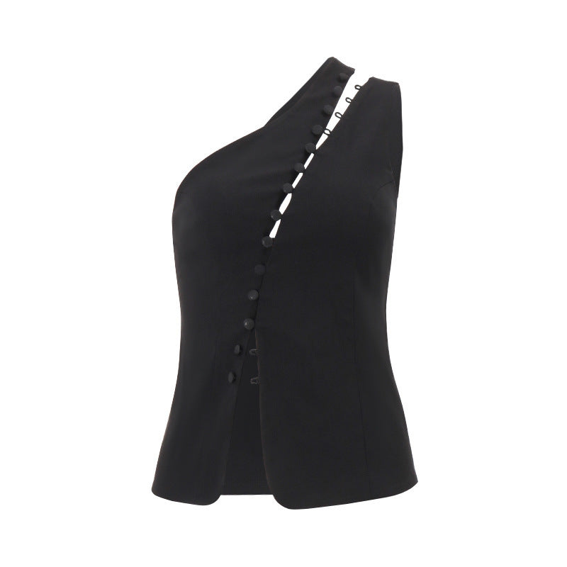 Dame Asymmetrisk Blusenshirt med knappdetaljer Mirla-Eva Jonsson