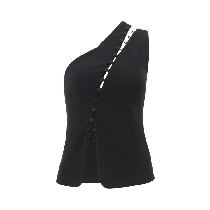 Dame Asymmetrisk Blusenshirt med knappdetaljer Mirla-Eva Jonsson