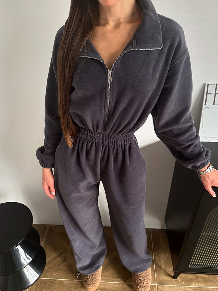 Dame Avslappnad Fleece-Joggingdräkt med Ståkrage Mirla-Eva Jonsson