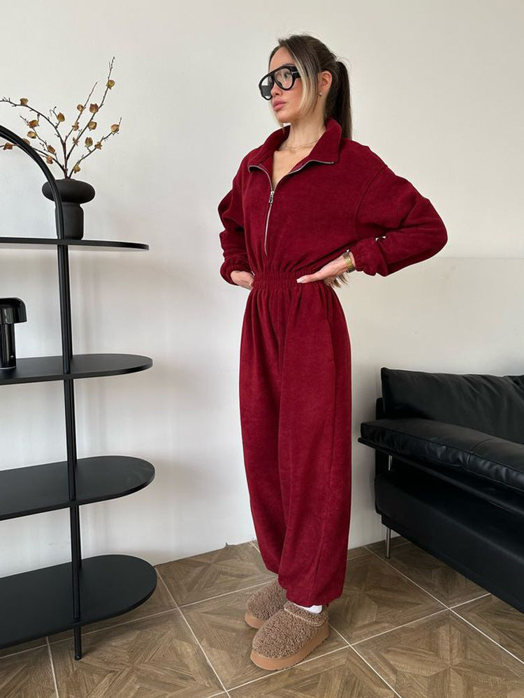 Dame Avslappnad Fleece-Joggingdräkt med Ståkrage Mirla-Eva Jonsson