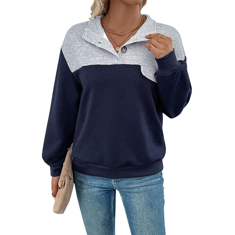 Dame Avslappnad Sweatshirt med Strukturerad Design och Knappdetaljer Mirla-Eva Jonsson