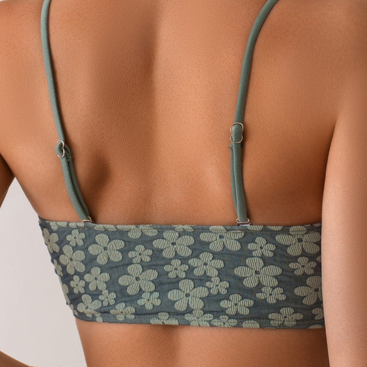 Dame Bandeau-Bikini-set med blomsterdetaljer Mirla-Eva Jonsson