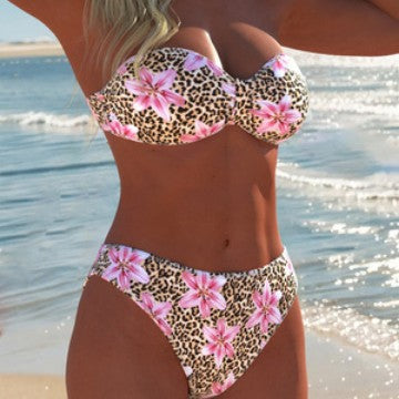 Dame Bandeau-bikini med blommig och djurmönster Mirla-Eva Jonsson