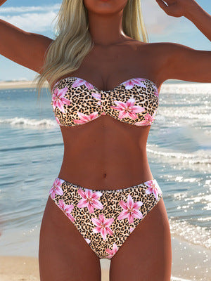 Dame Bandeau-bikini med blommig och djurmönster Mirla-Eva Jonsson