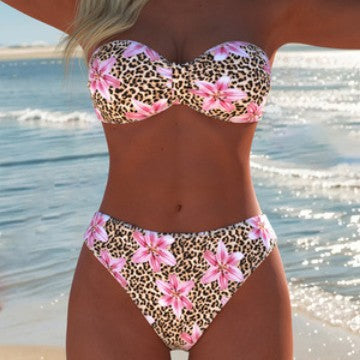 Dame Bandeau-bikini med blommig och djurmönster Mirla-Eva Jonsson