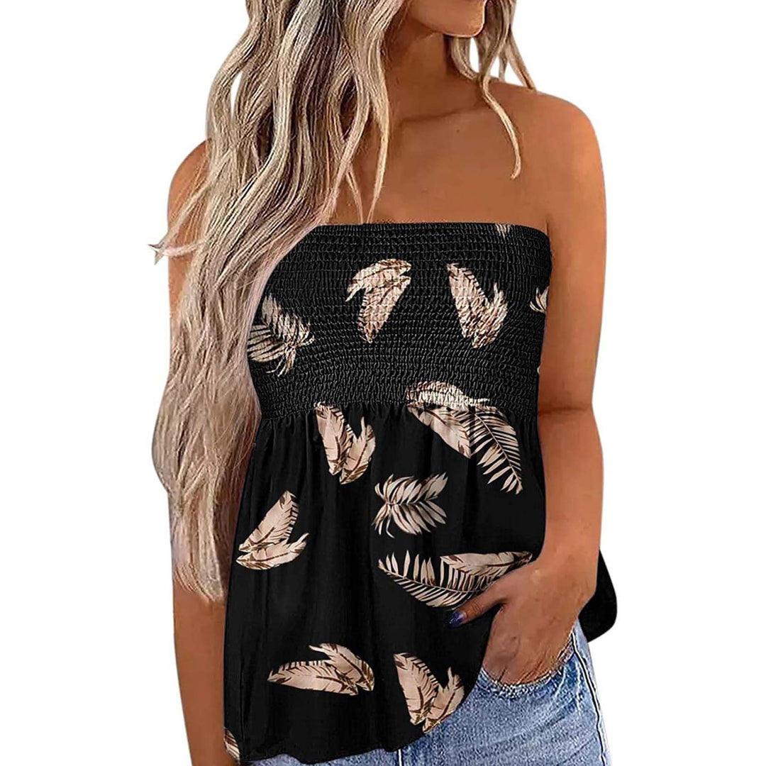 Dame Bandeau-top med blommig insats Mirla-Eva Jonsson