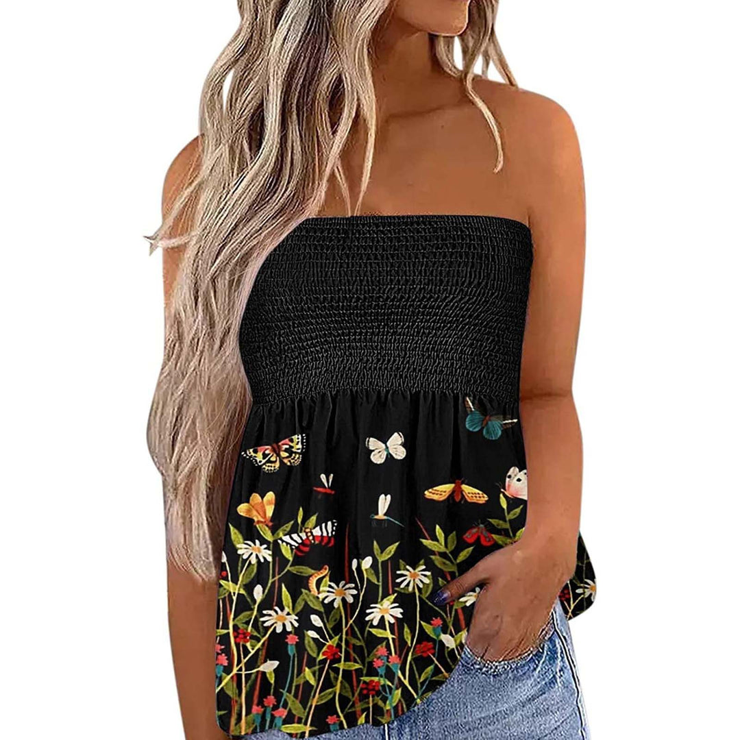 Dame Bandeau-top med blommig insats Mirla-Eva Jonsson
