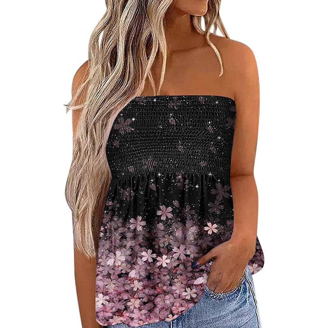 Dame Bandeau-top med blommig insats Mirla-Eva Jonsson