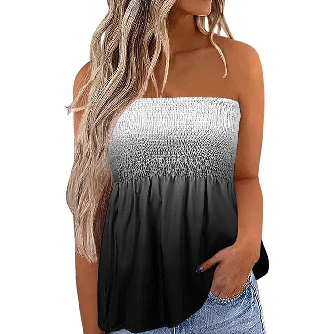 Dame Bandeau-top med blommig insats Mirla-Eva Jonsson
