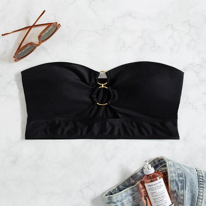 Dame Bandeau-top med dekorativ ring Mirla-Eva Jonsson