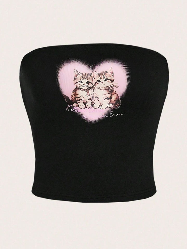 Dame Bandeau-top med elegant spetsbandmotiv Mirla-Eva Jonsson