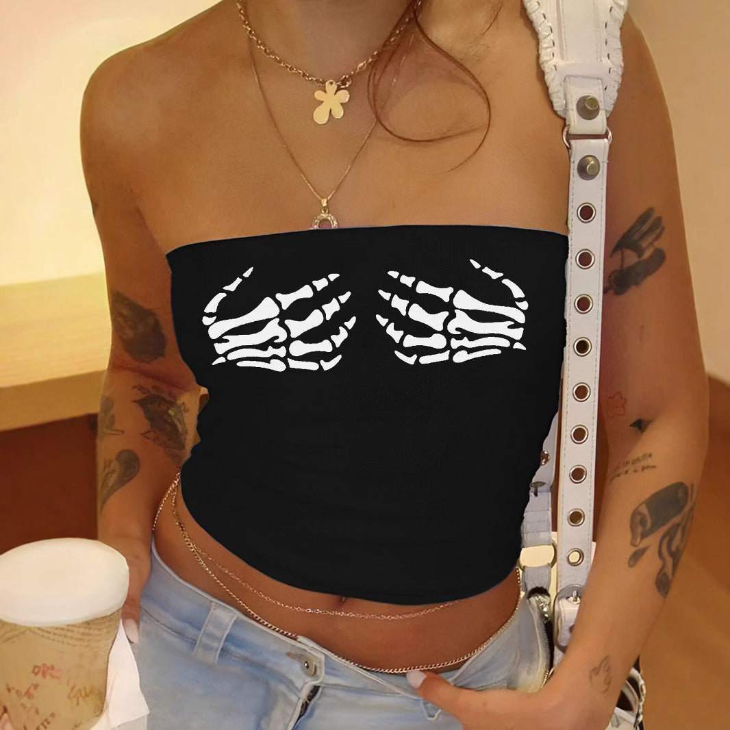 Dame Bandeau-top med elegant spetsbandmotiv Mirla-Eva Jonsson