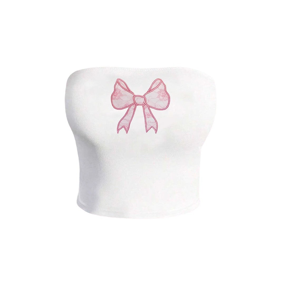 Dame Bandeau-top med elegant spetsbandmotiv Mirla-Eva Jonsson