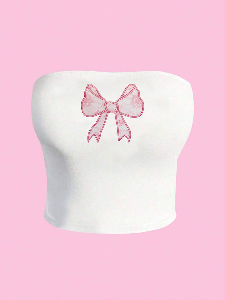 Dame Bandeau-top med elegant spetsbandmotiv Mirla-Eva Jonsson