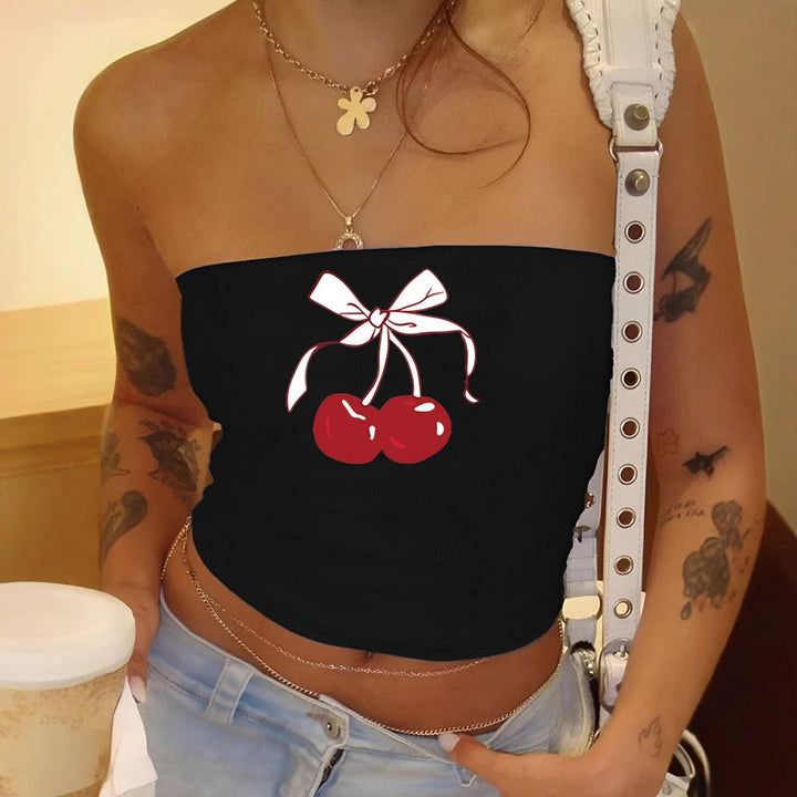 Dame Bandeau-top med elegant spetsbandmotiv Mirla-Eva Jonsson