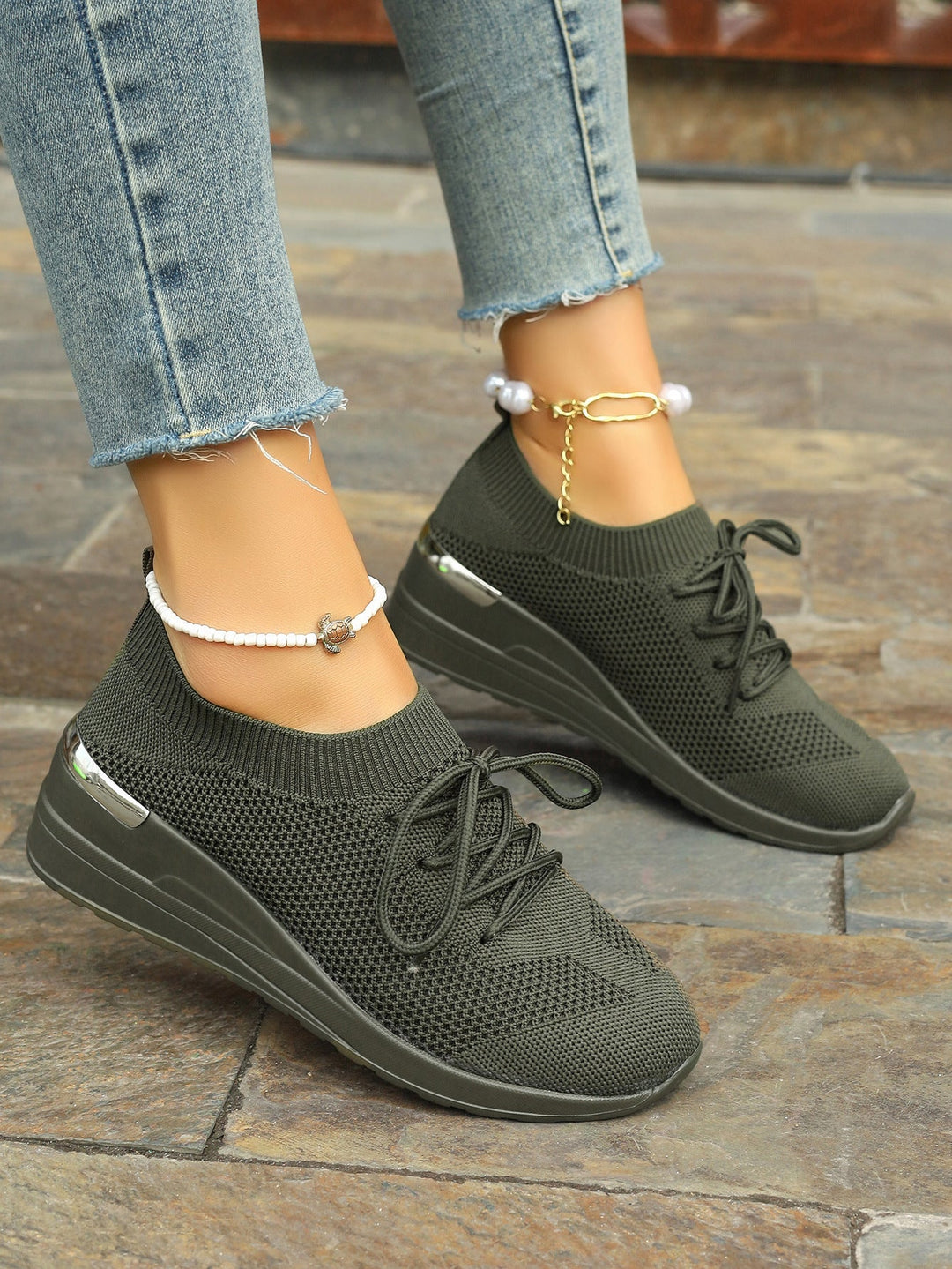 Dame Bekväma sport-sneakers med andningsbart yttermaterial och elegant platåsula Mirla-Eva Jonsson