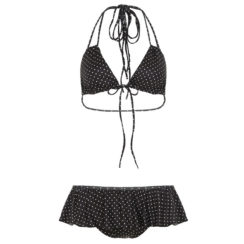 Dame Bikini Set med volangliknande trosor och lekfullt prickigt mönster Mirla-Eva Jonsson