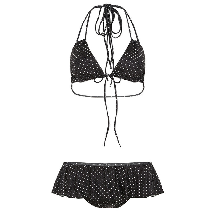 Dame Bikini Set med volangliknande trosor och lekfullt prickigt mönster Mirla-Eva Jonsson
