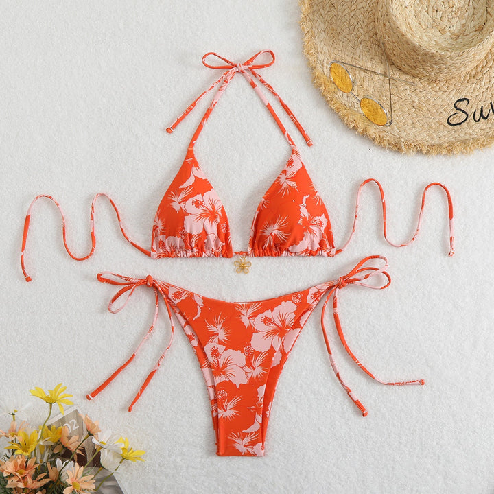 Dame Bikini-set med Blommig Triangelöverdel och Justerbara Band Mirla-Eva Jonsson