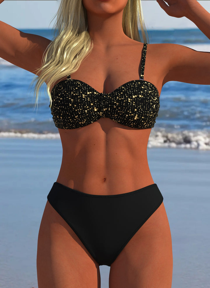 Dame Bikini-set med blommig balconette-overdel och högskurna trosor Mirla-Eva Jonsson