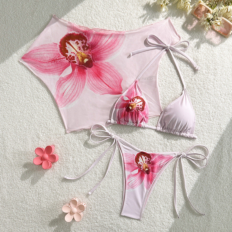 Dame Bikini-set med blommönster och transparent Cover-Up Mirla-Eva Jonsson