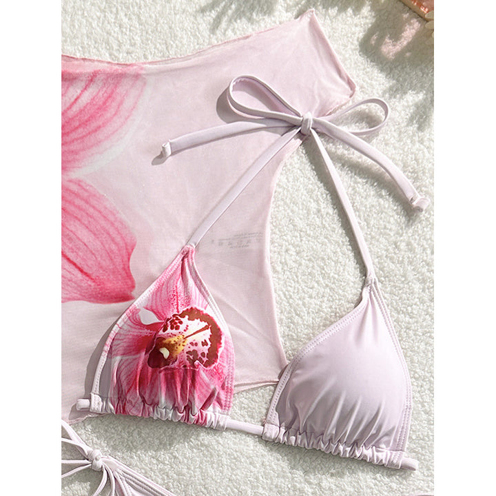Dame Bikini-set med blommönster och transparent Cover-Up Mirla-Eva Jonsson