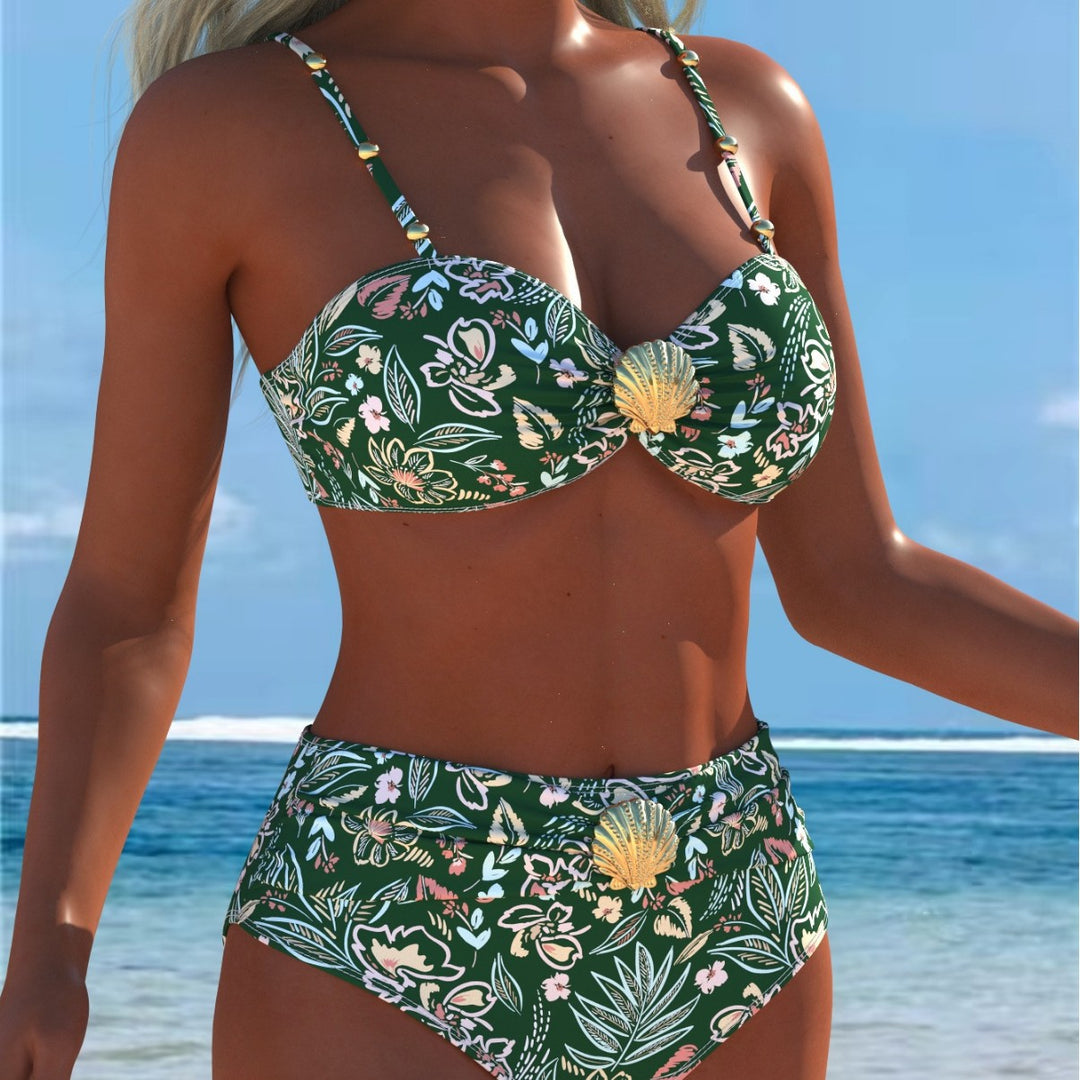 Dame Bikini-set med elegant balconette-topp och högskurna baddräkts-shorts Mirla-Eva Jonsson